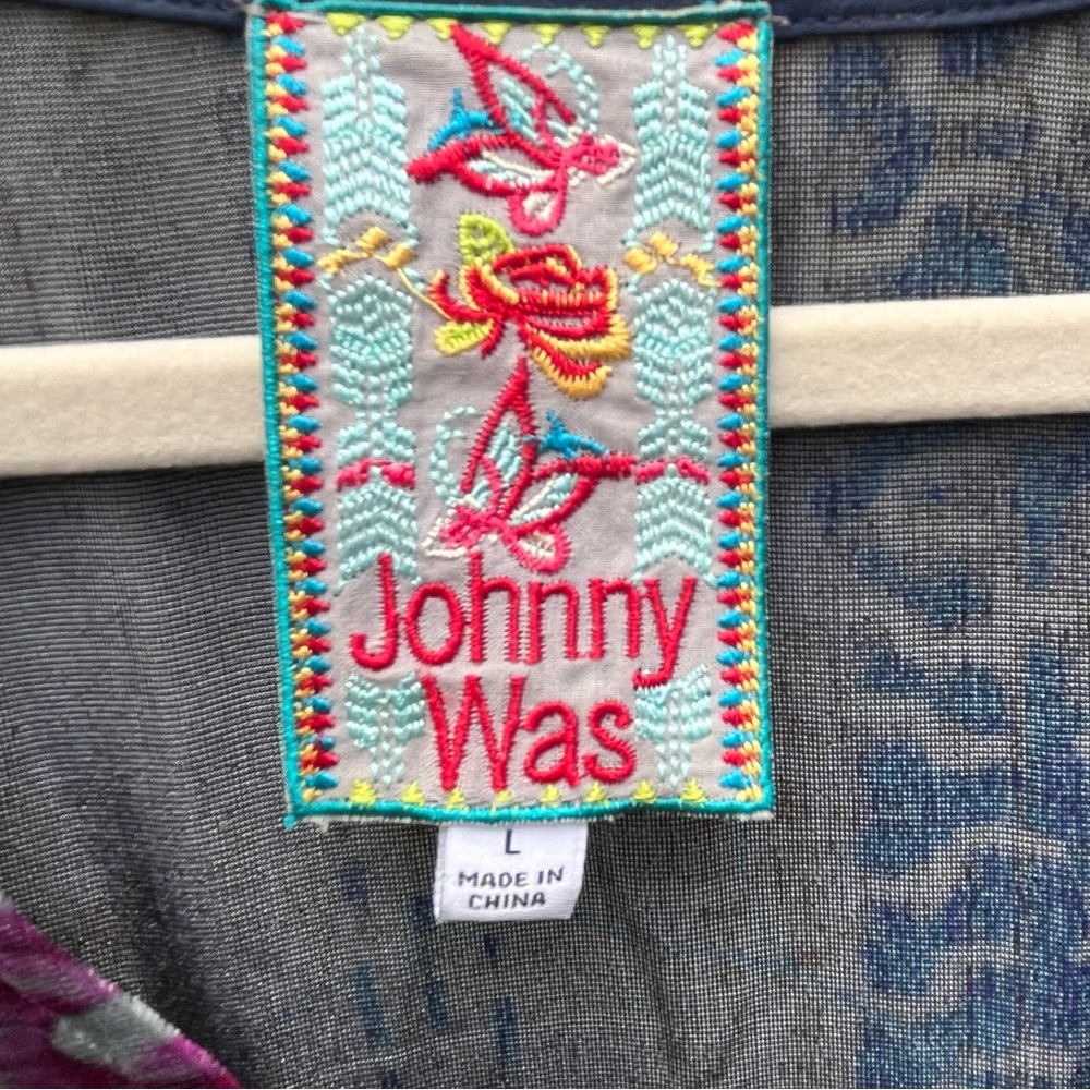 Johnny Was Velvet Floral V-Neck Tunic - Picture 7 of 8